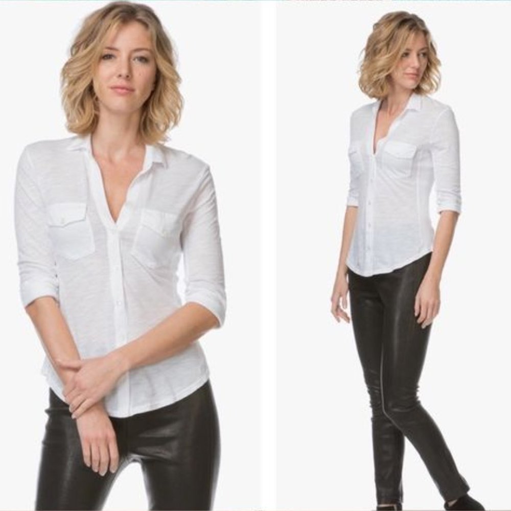 Standard James Perse Contrast Panel Shirt Blouse - Picture 9 of 10